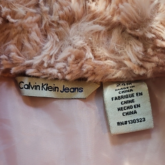 Pink Plush Pea Coat with Collared Neckline - Picture 2 of 4